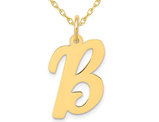 10K Yellow Gold Script Initial -B- Pendant Necklace Charm with Chain